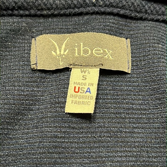 Ibex Navy Blue Waffle Knit Merino Wool Light Weight Pop Over Hoodie Sz S GUC - Picture 4 of 11